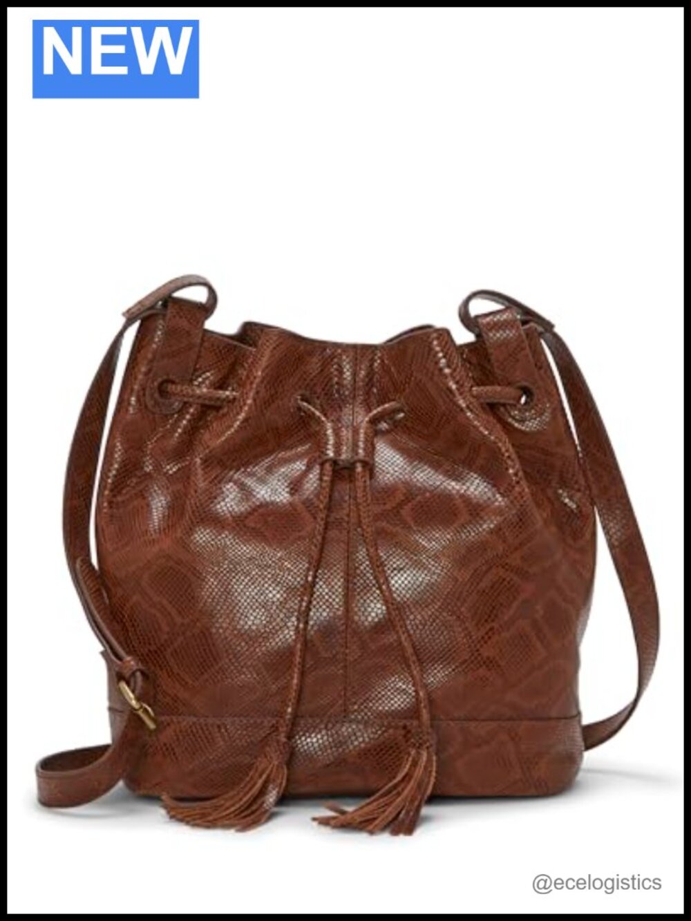 Lucky Brand Leather Bucket Bag Shoulder Handbag Magnetic Closure
